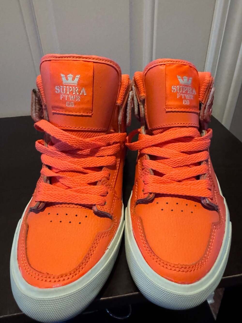 Supra Vaider Size 5 Orange High Top Skate Sneakers